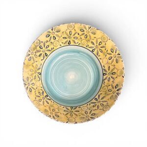SRM Ceramica Handpainted Yellow Blue Floral Serving Bowl Made in Italy
